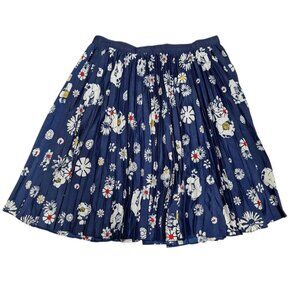 Jason Wu Skirt Pleated Daisy Flowers Blue Womens 8 Zip Side Knee Length